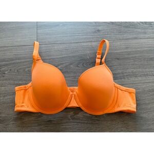 Cacique Bra 42B Orange Underwire Padded Plunge Lingerie Excellent